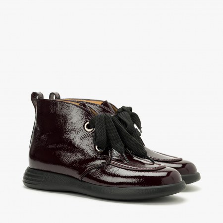 Ghete Dama Casual - Ghete Damă Casual, Bordo, Piele Lăcuită, Siret, Talpa de Cauciuc, Giovanni Fabiani 24442