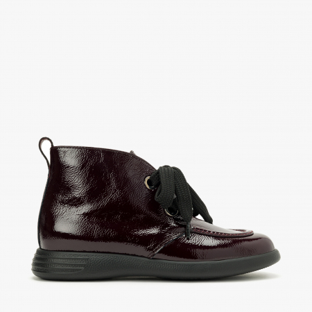 Ghete Damă Casual, Bordo, Piele Lăcuită, Siret, Talpa de Cauciuc, Giovanni Fabiani 24442 [1]
