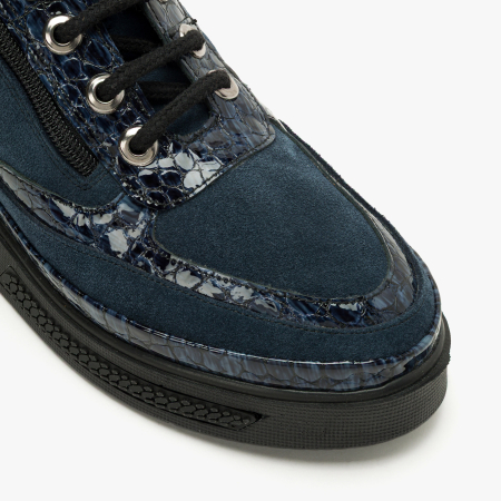 Ghete Damă Casual din Piele Intoarsă Bleumarin, Fermoar Lateral, Șireturi Negre, LAB Milano by Renzoni 035LAB02671 [2]