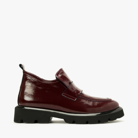 Ghete Damă Casual din Piele Lăcuită, Bordo, Curea Decorativă și Talpă Groasă Track, LAB Milano by Renzoni 06308399 [1]