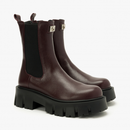 Ghete Dama Elegante - Ghete Dama Casual/Elegant, Bordo, Toc Comod 6 cm, Vipusca Elastica, Varf Rotund, Giorgio Fabiani 242012