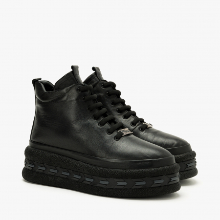 Ghete Dama Casual - Ghete Dama Casual, Negre, Piele Naturala, Talpa Comoda 5 cm, LAB Milano by Renzoni P075KS58
