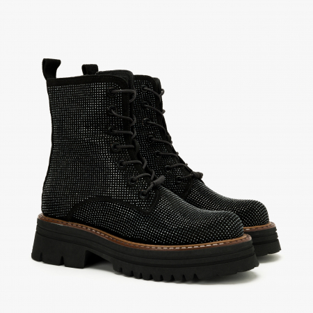 Ghete Dama Casual - Ghete Dama Casual Negru cu Cristale și Toc Comod, LAB Milano by Renzoni 06308194