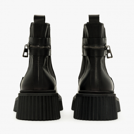 Ghete Dama Casual, Negru, Piele Naturala, Fermoar Design, Toc Comod 5 cm, LAB Milano by Renzoni P127207TK35 [3]