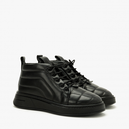 Ghete Dama Casual - Ghete Dama Casual, Negru, Piele Naturala Matlasata, Talpa Comoda 3 cm, LAB Milano by Renzoni G5611355
