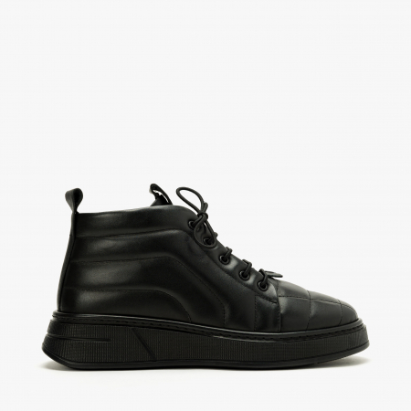 Ghete Dama Casual, Negru, Piele Naturala Matlasata, Talpa Comoda 3 cm, LAB Milano by Renzoni G5611355 [1]