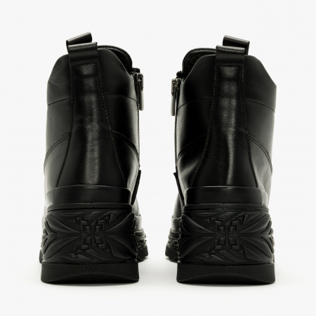 Ghete Dama Casual, Piele Naturala Neagra, Blana Ecologica, Talpa Comoda 6 cm, LAB Milano by Renzoni P075KS01 [3]