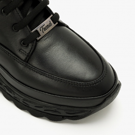 Ghete Dama Casual, Piele Naturala Neagra, Blana Ecologica, Talpa Comoda 6 cm, LAB Milano by Renzoni P075KS01 [2]