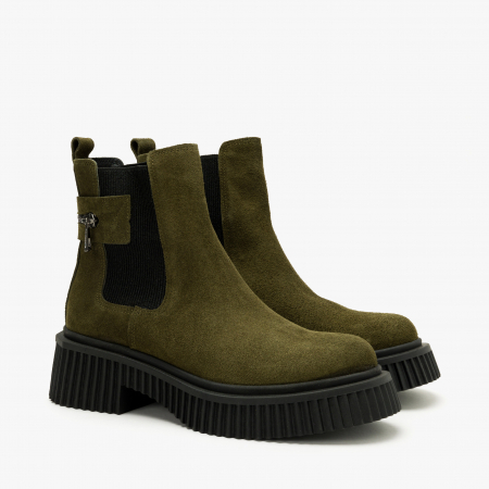 Ghete Dama Casual - Ghete Dama Casual, Verde, Piele Intoarsa, Toc Comod 5 cm, LAB Milano by Renzoni P127207TK35