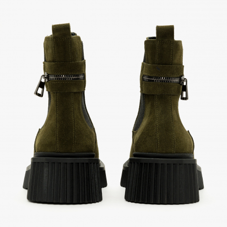 Ghete Dama Casual, Verde, Piele Intoarsa, Toc Comod 5 cm, LAB Milano by Renzoni P127207TK35 [3]