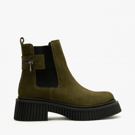 Ghete Dama Casual, Verde, Piele Intoarsa, Toc Comod 5 cm, LAB Milano by Renzoni P127207TK35 [1]