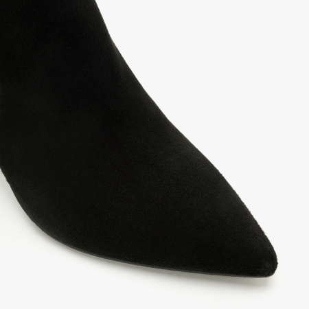 Ghete Dama Elegante, Negru, Toc Modern 7 cm, Accesoriu Cristal Lateral, Piele Intoarsă, Giovanni Fabiani 24240 [2]