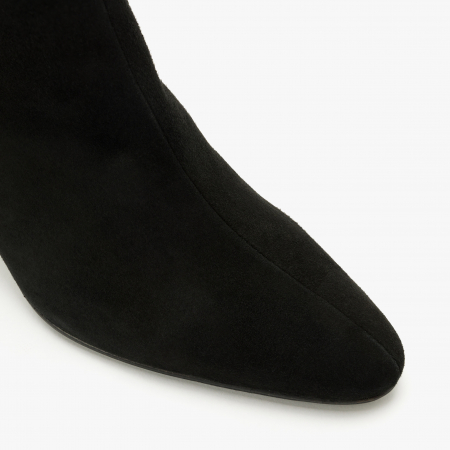 Ghete Damă Elegante, Culoare Neagra, Piele Întoarsă, Bordura Aurie, Toc Modern, Giovanni Fabiani 24298 [2]