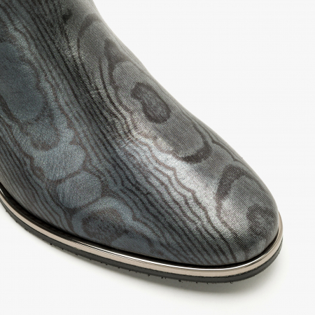 Ghete Dama Elegante, Gri-Sidef, Piele Naturala, Cristale, Toc 4 cm, Renzoni 4205 [2]