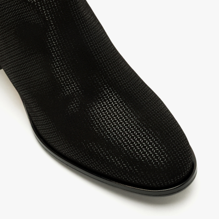 Ghete Damă Elegante, Negru, Textură Laserată Integral, Inserții Metalice, Renzoni 4355 [2]