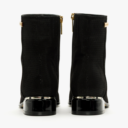 Ghete Damă Elegante, Negru, Textură Laserată Integral, Inserții Metalice, Renzoni 4355 [3]
