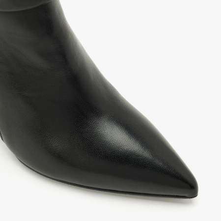 Ghete Dama Elegante, Negru, Toc Subțire 7 cm, Accesoriu Lateral Auriu, Giovanni Fabiani 24282 [2]