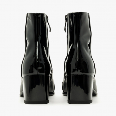 Ghete Dama Elegante, Piele cu Lac, Negru, Toc Gros 6 cm, Giovanni Fabiani 23382 [3]