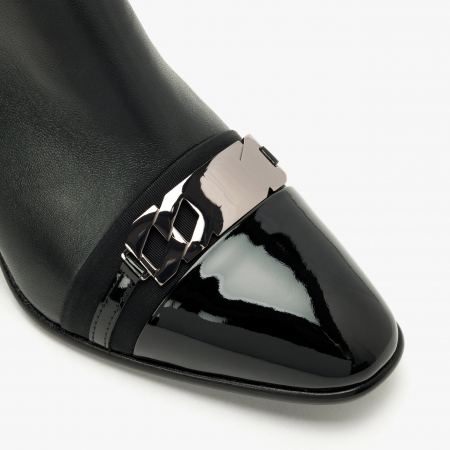 Ghete Dama Elegante, Piele cu Lac, Negru, Toc Gros 6 cm, Giovanni Fabiani 23382 [2]