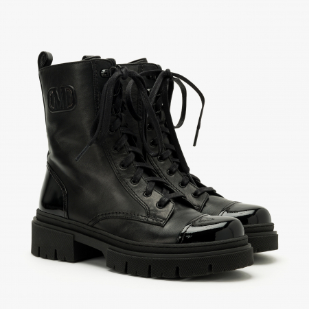 Ghete Dama Casual - Ghete Dama Negre, Casual, Toc Comod 5 cm, Piele / Lac, Siret, Mara by Giorgio Fabiani MA248