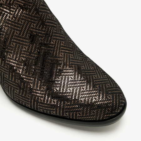 Ghete Dama Elegante, Bronz, Piele Stantata, Toc 5cm, Cristale, Renzoni 5534 [2]