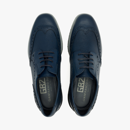 Pantofi Bărbați din Piele Bleumarin, Design Brogue și Talpă Groasă Ușoară, Gianfranco Butteri 48315 [2]