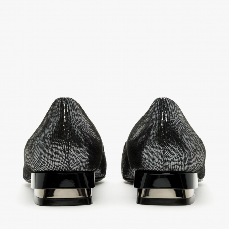 Pantofi Dama Eleganti, Negru-Argintiu, Nabuc Ștanțat, Toc Gros 2.5 cm, Accesoriu Zale Cristale, Accademia 3655 [4]