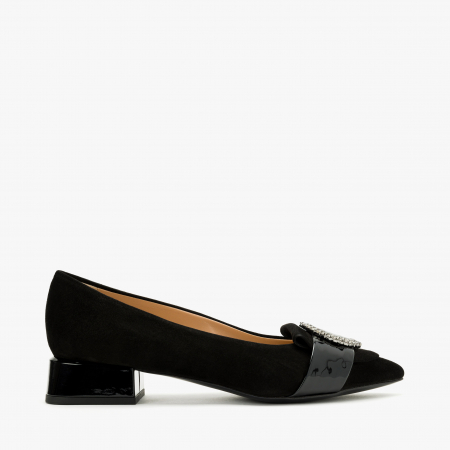 Pantofi Dama Eleganti din Piele Intoarsa, de Culoare Neagra, Anou cu Cristale, Accademia 3675 [1]