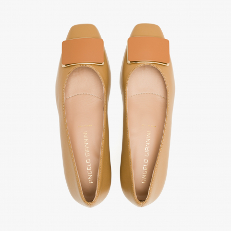 Pantofi Dama Eleganti din Piele, Varf Patrat, Toc Gros de 3 cm, Culoare Havan, Toate Sezoanele, Angelo Giannini 1145 [2]
