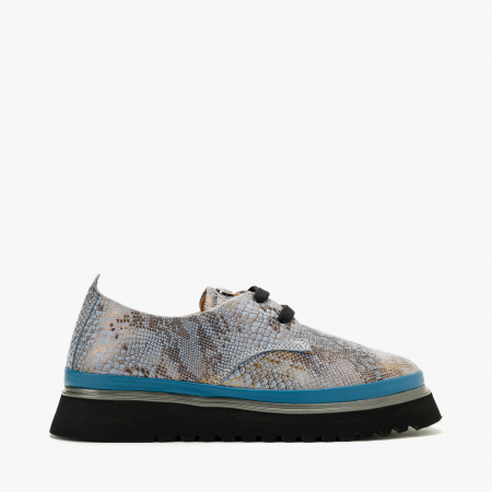 Pantofi Damă Casual, Bleu, Piele Imprimată, Talpa Comoda, Vopsea Sidefata, LAB Milano by Renzoni 241028 [1]