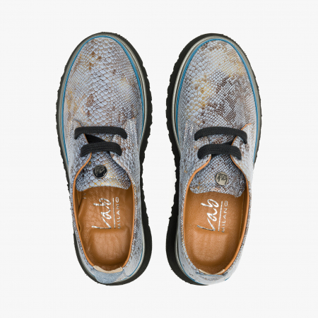 Pantofi Damă Casual, Bleu, Piele Imprimată, Talpa Comoda, Vopsea Sidefata, LAB Milano by Renzoni 241028 [2]