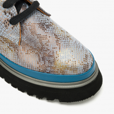 Pantofi Damă Casual, Bleu, Piele Imprimată, Talpa Comoda, Vopsea Sidefata, LAB Milano by Renzoni 241028 [3]