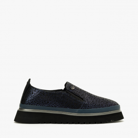Pantofi Damă Casual, Bleumarin, Piele Imprimată, Talpa Comoda, LAB Milano by Renzoni 241025 [1]