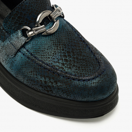 Pantofi Damă Casual, Bleumarin, Vopsea Sidefata, Varf Rotund, Finisaj Imprimat, LAB Milano by Renzoni 10475484 [3]