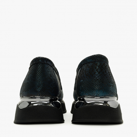 Pantofi Damă Casual, Bleumarin, Vopsea Sidefata, Varf Rotund, Finisaj Imprimat, LAB Milano by Renzoni 10475484 [4]