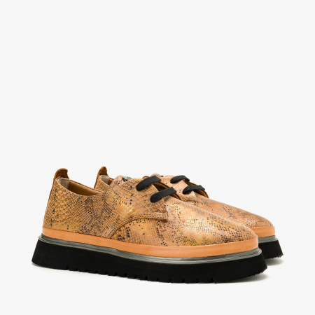 Pantofi Dama Casual - Pantofi Damă Casual, Cognac, Siret, Talpa Cauciuc, Vopsea Sidefata, LAB Milano by Renzoni 241028
