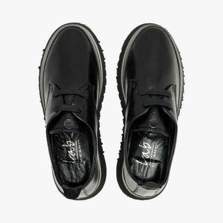 Pantofi Damă Casual, Culoare Neagra, Talpa Comoda de 3 cm, Varf Rotund, Finisaj Imprimat, LAB Milano by Renzoni 241028 [2]