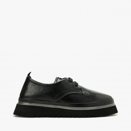 Pantofi Damă Casual, Culoare Neagra, Talpa Comoda de 3 cm, Varf Rotund, Finisaj Imprimat, LAB Milano by Renzoni 241028 [1]