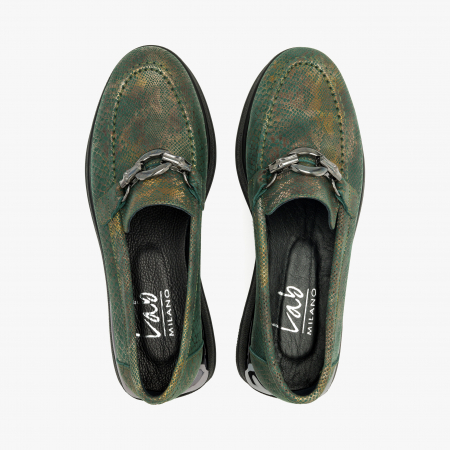 Pantofi Damă Casual, Culoare Verde, Finisaj Imprimat, Talpa Cauciuc de 3 cm, LAB Milano by Renzoni 10475484 [2]