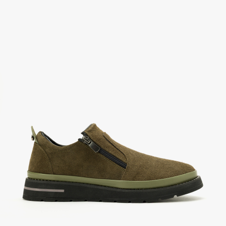 Pantofi Damă Casual din Piele Întoarsă, Oliv, Fermoar Lateral și Talpă Comodă, LAB Milano by Renzoni 0452617 [1]