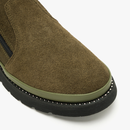 Pantofi Damă Casual din Piele Întoarsă, Oliv, Fermoar Lateral și Talpă Comodă, LAB Milano by Renzoni 0452617 [3]