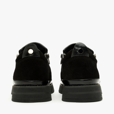 Pantofi Damă Casual din Piele Întoarsă, Negru, Fermoar pe Ambele Părți și Talpă Comodă, LAB Milano by Renzoni 0452617 [4]