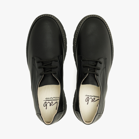 Pantofi Dama Casual din Piele Naturala Neagra, Tinte Metalice Decorative, Sireturi, Talpa Comoda de 3 cm, LAB Milano by Renzoni 2288552 [2]