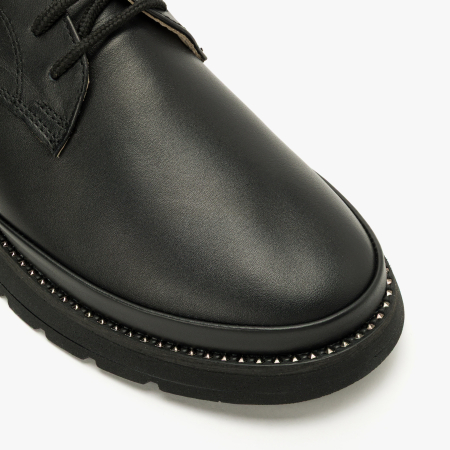 Pantofi Dama Casual din Piele Naturala Neagra, Tinte Metalice Decorative, Sireturi, Talpa Comoda de 3 cm, LAB Milano by Renzoni 2288552 [3]