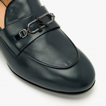 Pantofi Damă Casual/Elegant, Bleumarin, Accesoriu Argintiu, Toc Comod, Accademia 3731 [3]