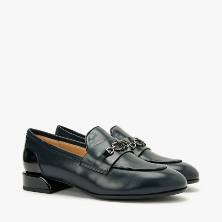 Pantofi Damă Casual/Elegant, Bleumarin, Accesoriu Argintiu, Toc Comod, Accademia 3731 [0]
