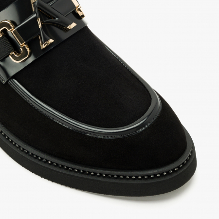 Pantofi Damă Casual/Elegant, Negru, Piele Intoarsa / Piele Lacuita, Spuma Presata + Talpa de Cauciuc, Accademia 3743 [3]