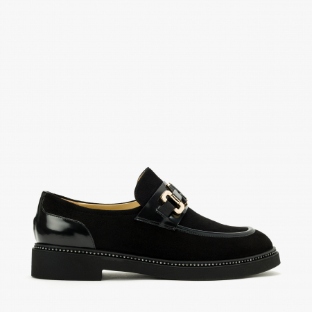 Pantofi Damă Casual/Elegant, Negru, Piele Intoarsa / Piele Lacuita, Spuma Presata + Talpa de Cauciuc, Accademia 3743 [1]