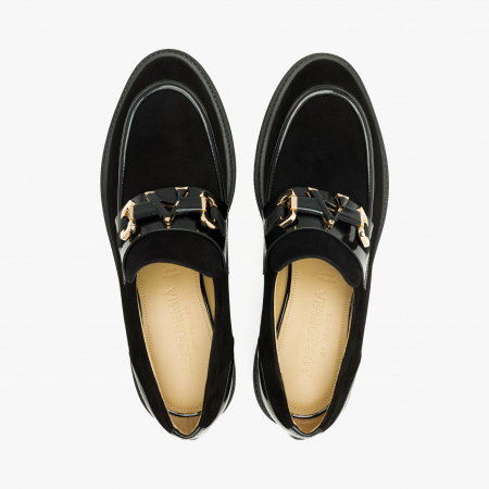 Pantofi Damă Casual/Elegant, Negru, Piele Intoarsa / Piele Lacuita, Spuma Presata + Talpa de Cauciuc, Accademia 3743 [2]