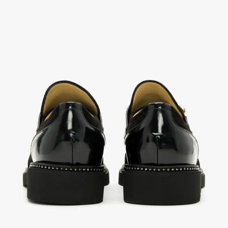 Pantofi Damă Casual/Elegant, Negru, Piele Intoarsa / Piele Lacuita, Spuma Presata + Talpa de Cauciuc, Accademia 3743 [4]